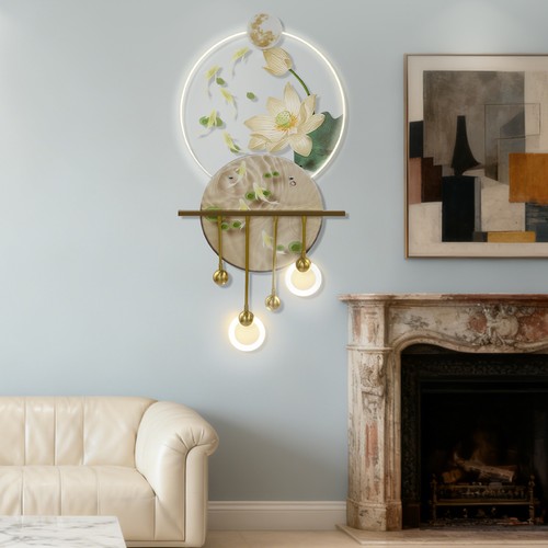 Led lotus koi wall art - art, decor
