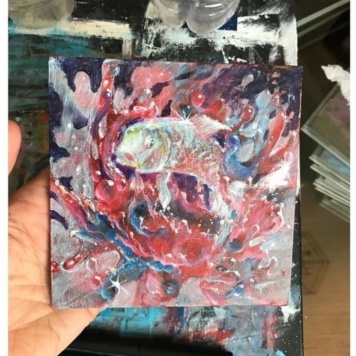 Original koi fish painting art - fish,